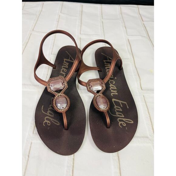 American Eagle brown thong sandals size 8 - Picture 1 of 3